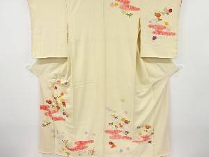 絞りヱ霞に菊梅模様刺繍訪問着